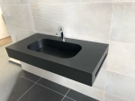 Plan vasque système d’évacuation discret L 50 à 201 x P 40 à 51 cm, finition lisse mate, 10 couleurs, Anti bactérien, résine Akrytan® teinté dans la masse, Livraison Offerte.